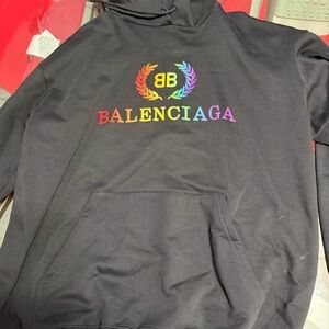 Balenciaga Black Sweater with Multicolor Logo